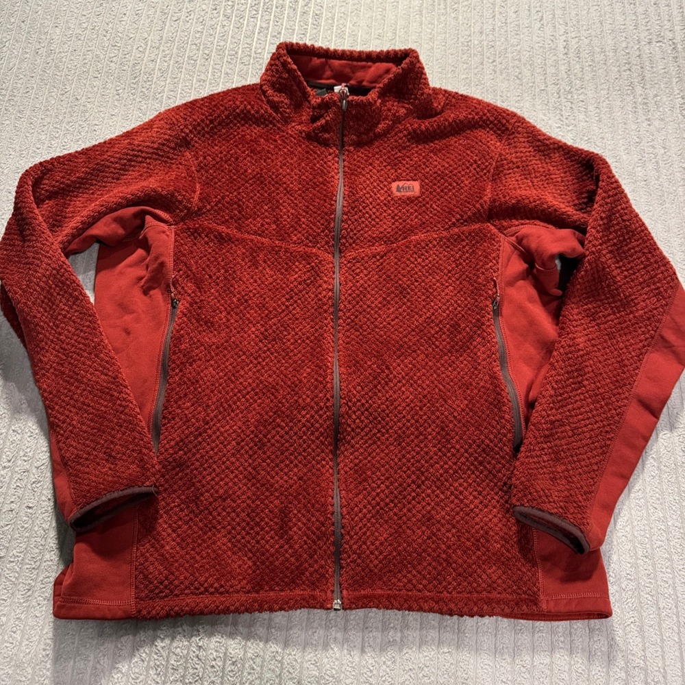 REI Co-op Hyperaxis Jacket Men XXL Red Polyester Fleece Polartec Gorpcore Hiking